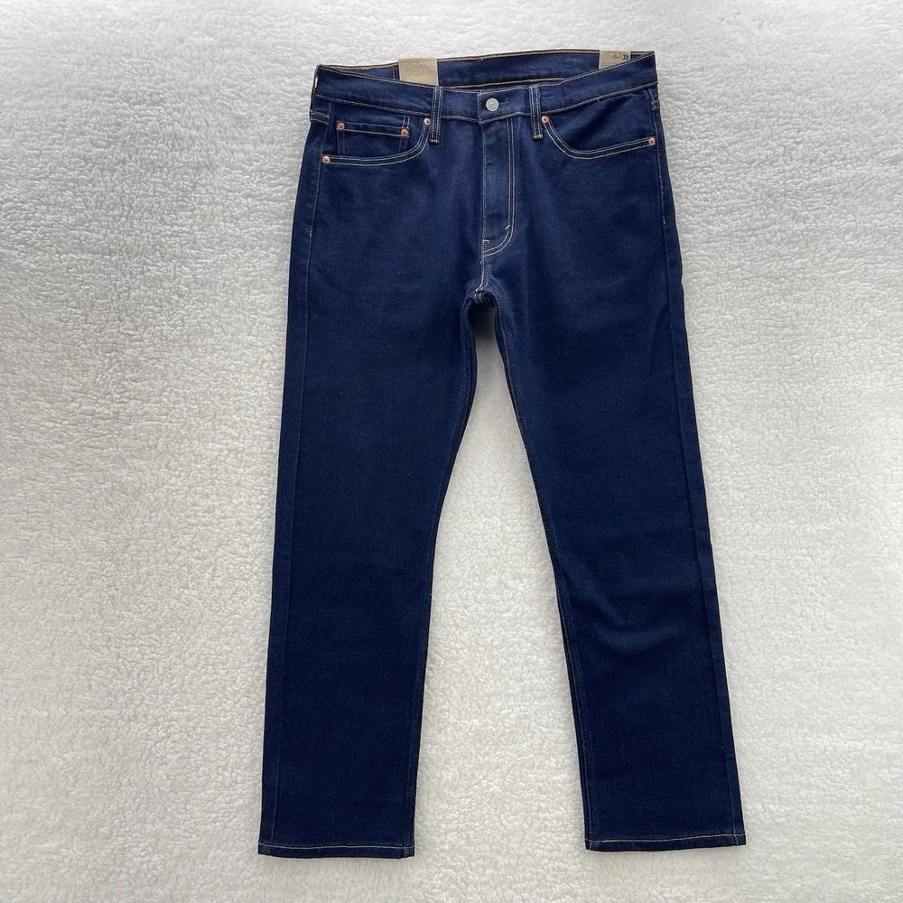Levis Jeans Mens 34x30 Blue 514 Straight Fit Dark Wash Denim Grunge Cowboy